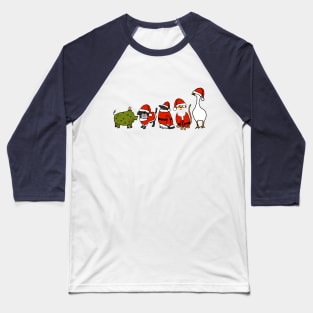 Funny Pig wears Christmas Tree Costume to Santa Animals Party Baseball T-Shirt